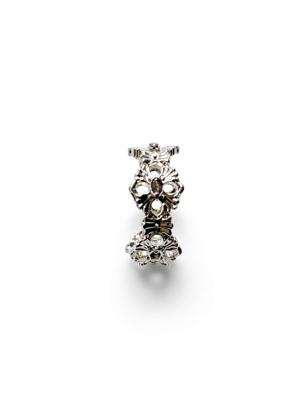 Vintage Coffee Gold-Tone Beaded Crystal-Style Stacking Ring