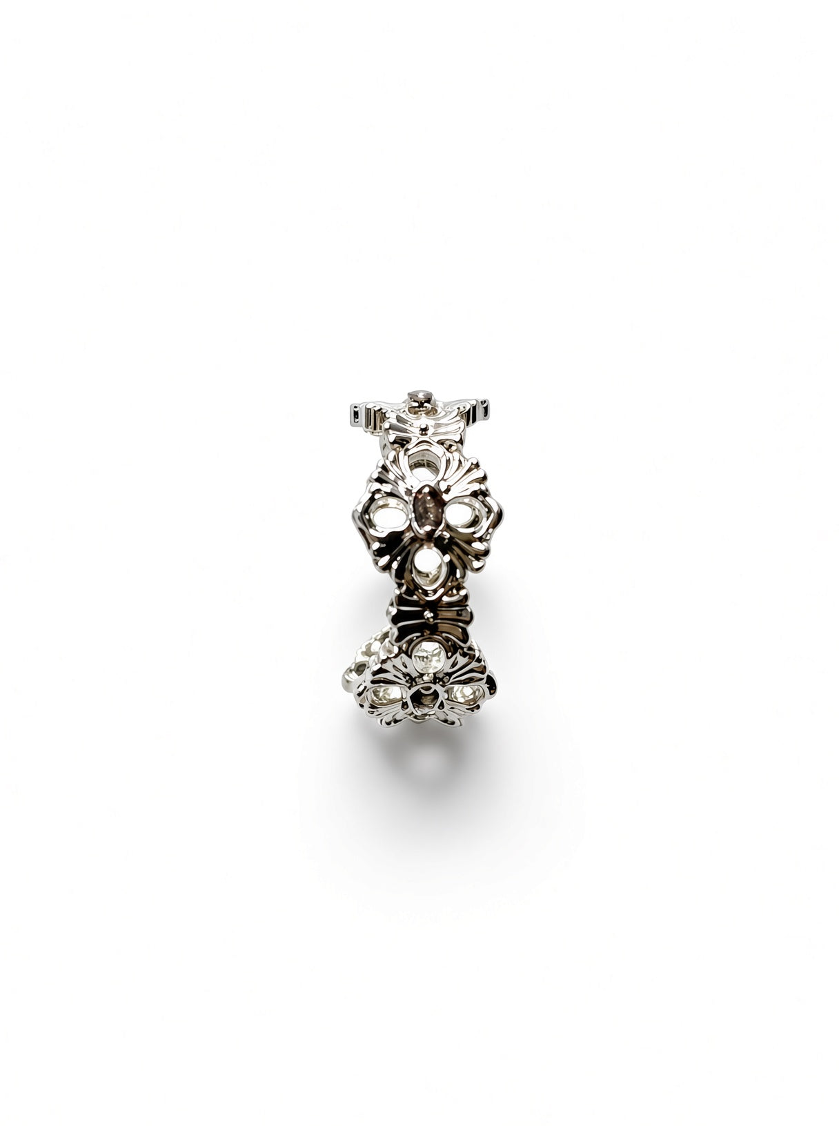 Vintage Coffee Gold-Tone Beaded Crystal-Style Stacking Ring