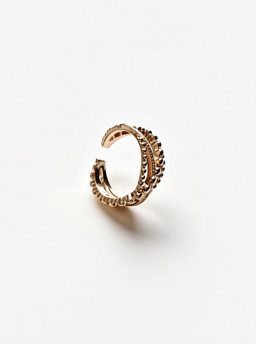 Open Cross Ring for Women, Gold-Tone Retro Style