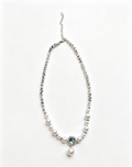 Aquamarine-Style Pearl Necklace with Retro Pendant