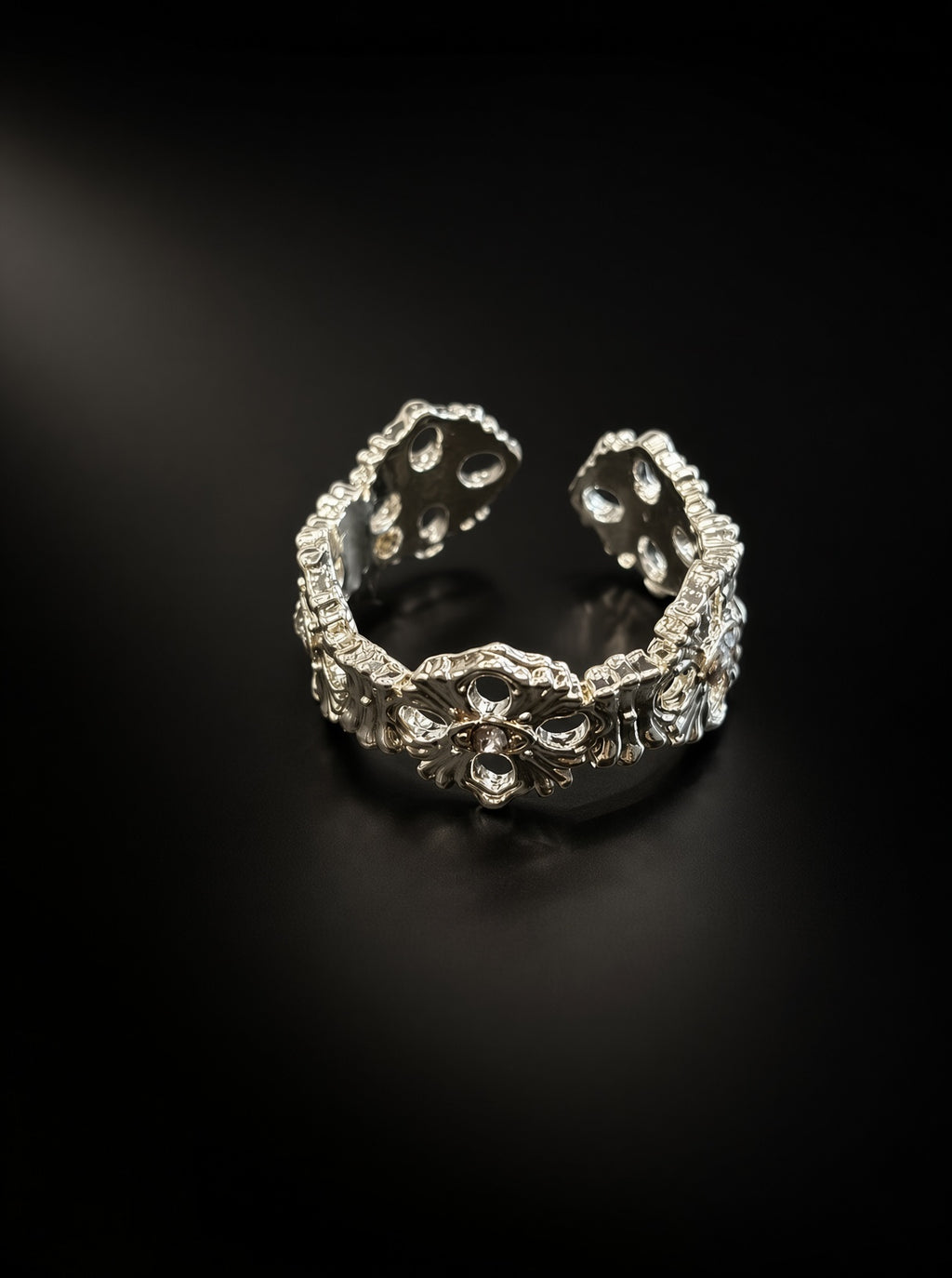 Vintage Coffee Gold-Tone Beaded Crystal-Style Stacking Ring