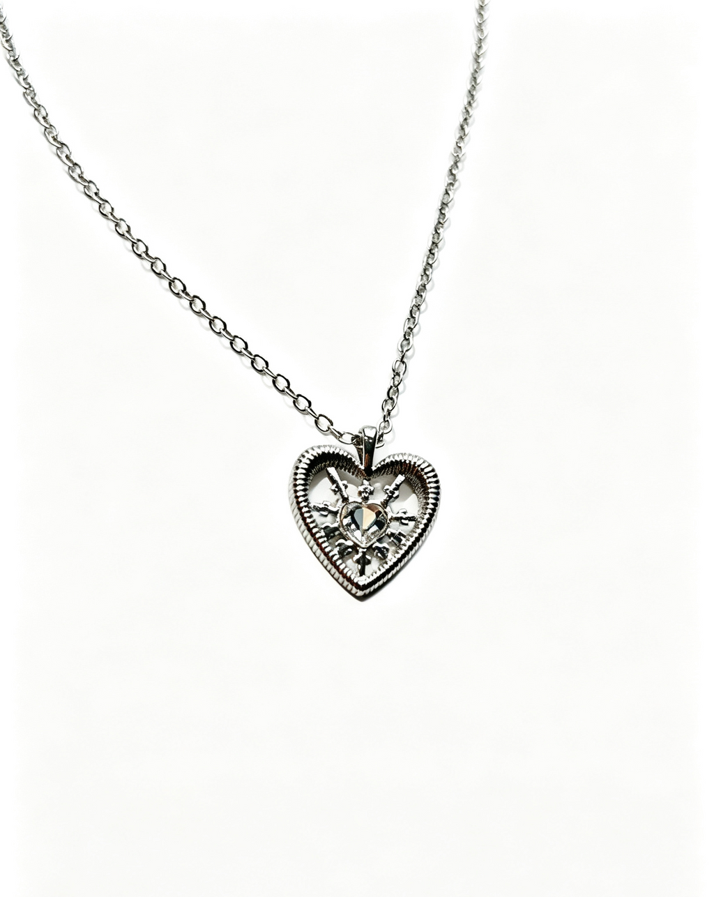Starry Heart Hollow Pendant Necklace for Women
