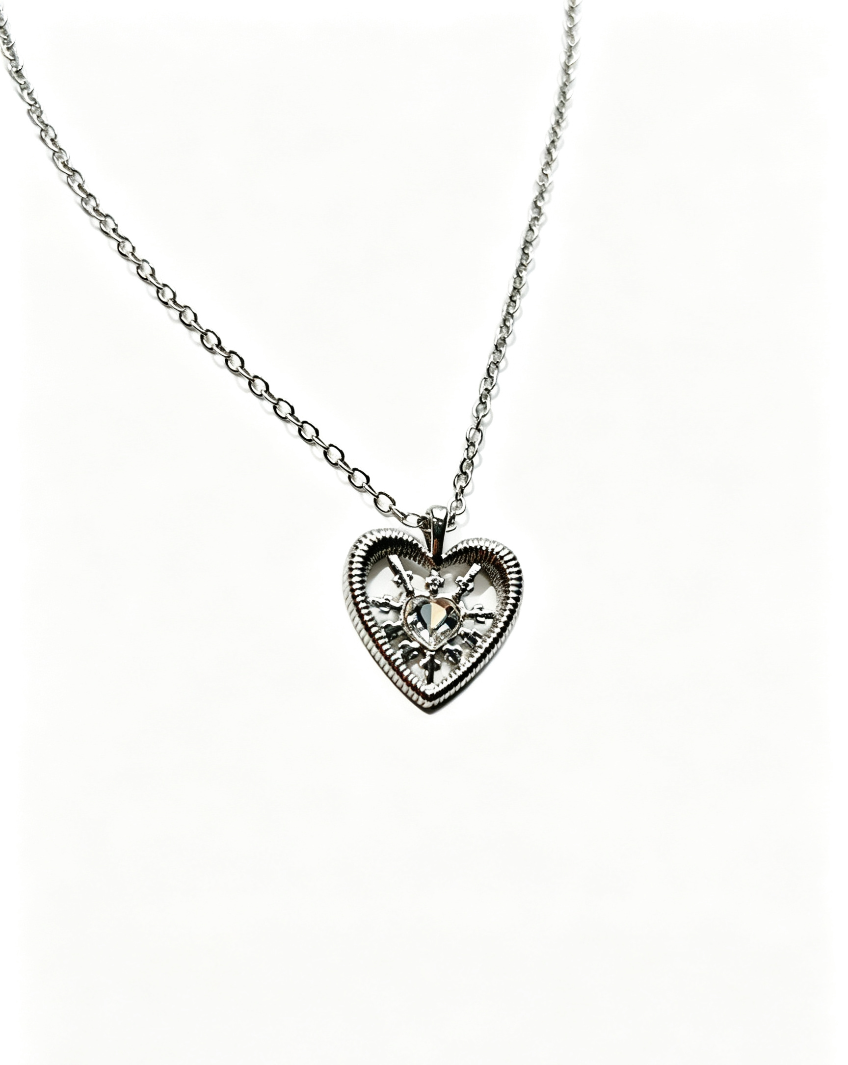 Starry Heart Hollow Pendant Necklace for Women
