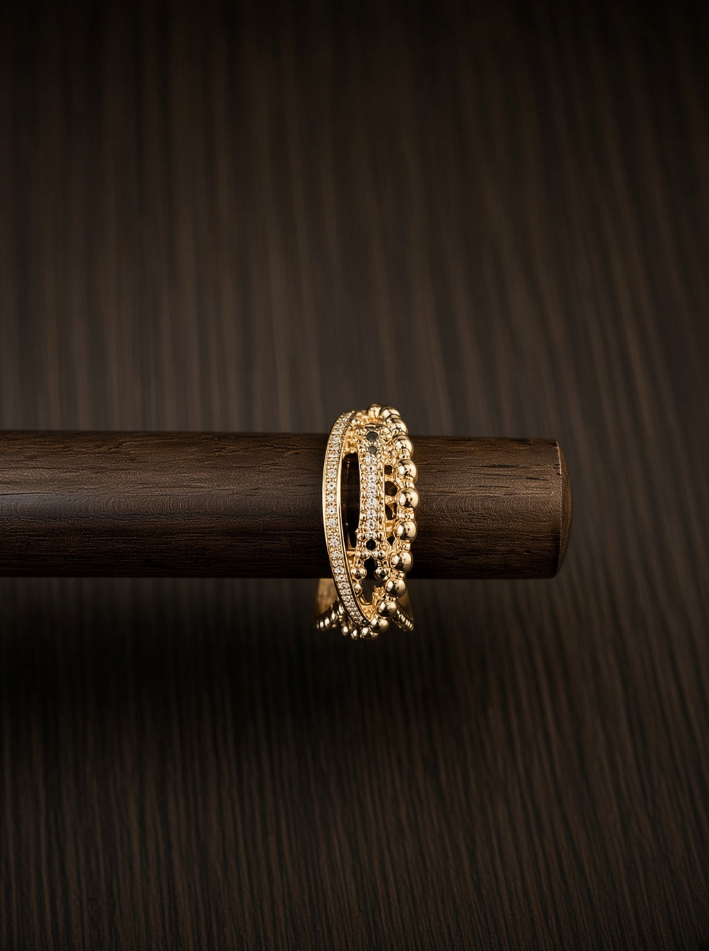 Open Cross Ring for Women, Gold-Tone Retro Style