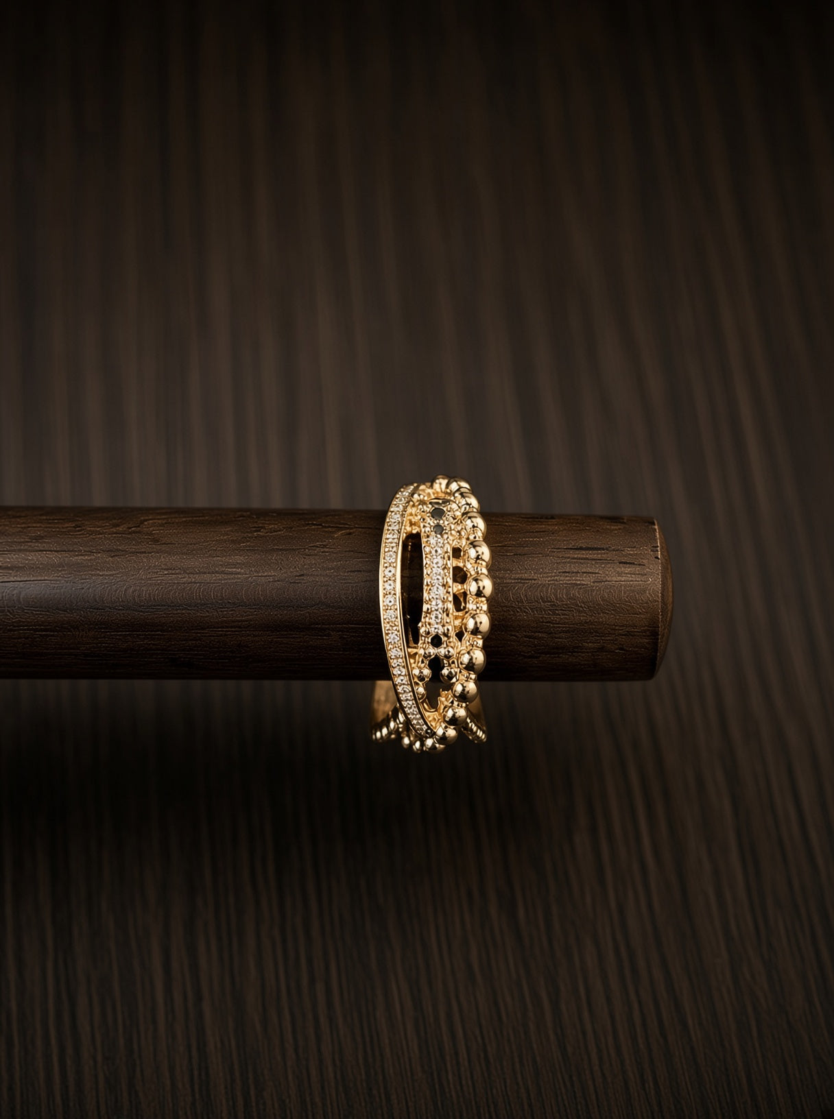 Open Cross Ring for Women, Gold-Tone Retro Style