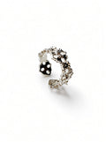 Vintage Coffee Gold-Tone Beaded Crystal-Style Stacking Ring