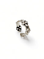 Vintage Coffee Gold-Tone Beaded Crystal-Style Stacking Ring