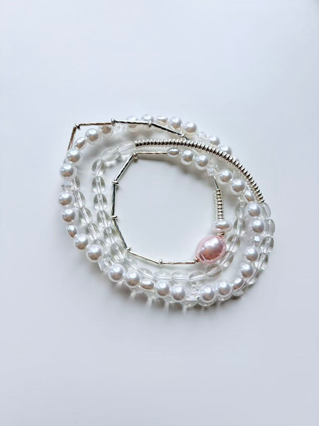Imitation Pearl Triple-Circle Beaded Bracelet for Women