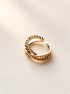 Open Cross Ring for Women, Gold-Tone Retro Style