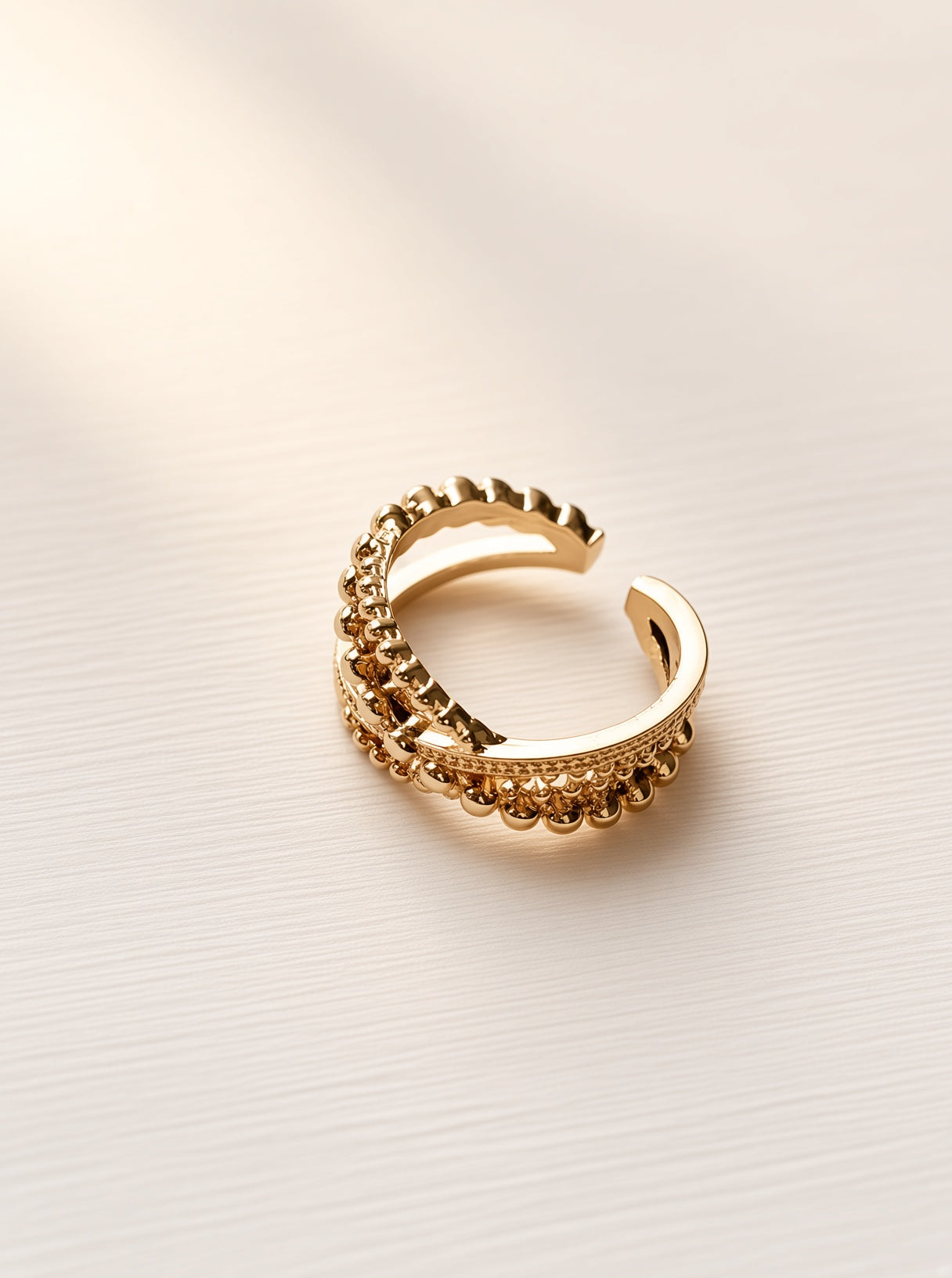 Open Cross Ring for Women, Gold-Tone Retro Style