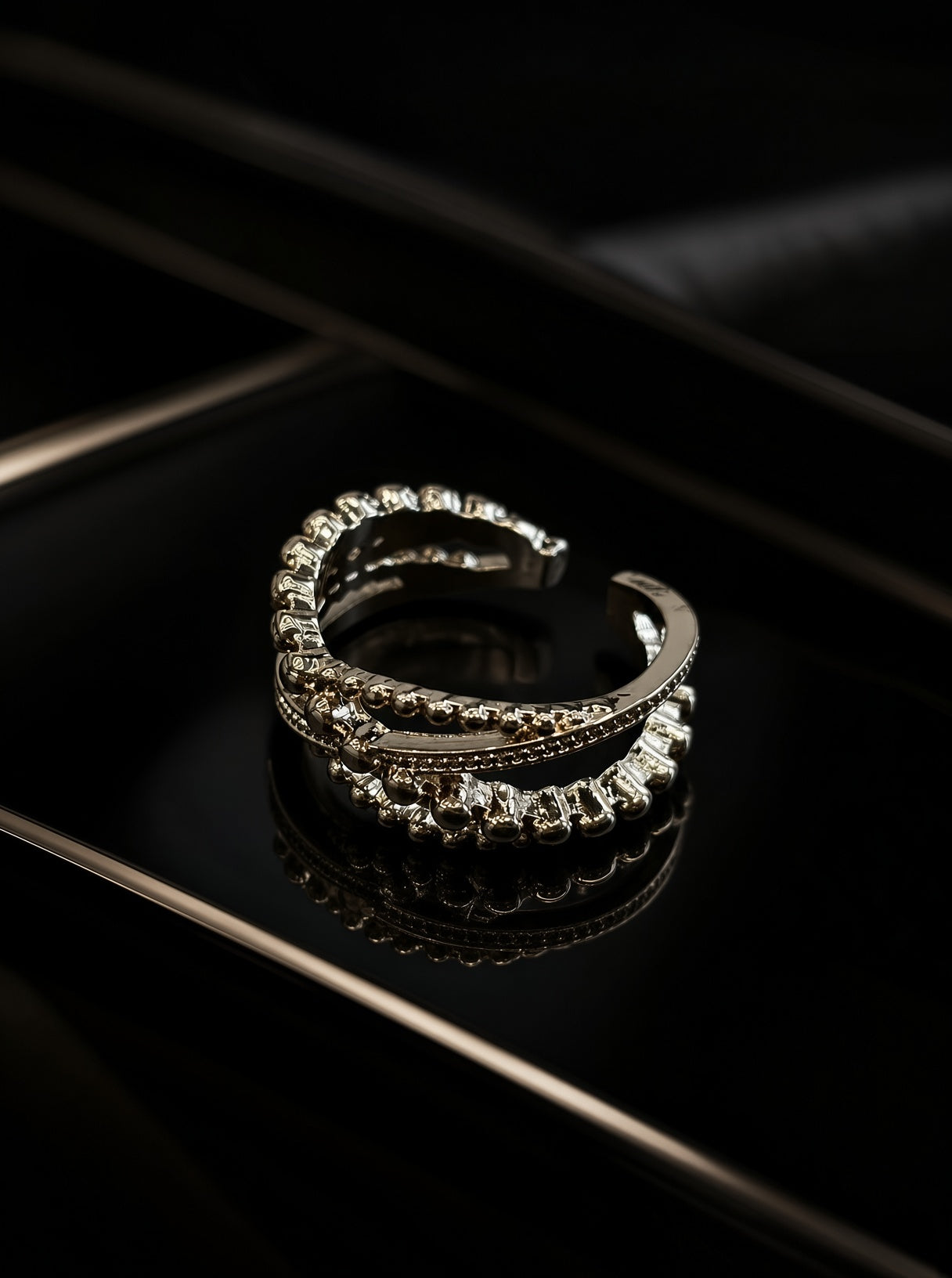 Open Cross Ring for Women, Gold-Tone Retro Style