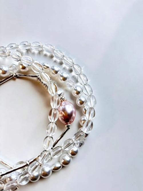 Imitation Pearl Triple-Circle Beaded Bracelet for Women