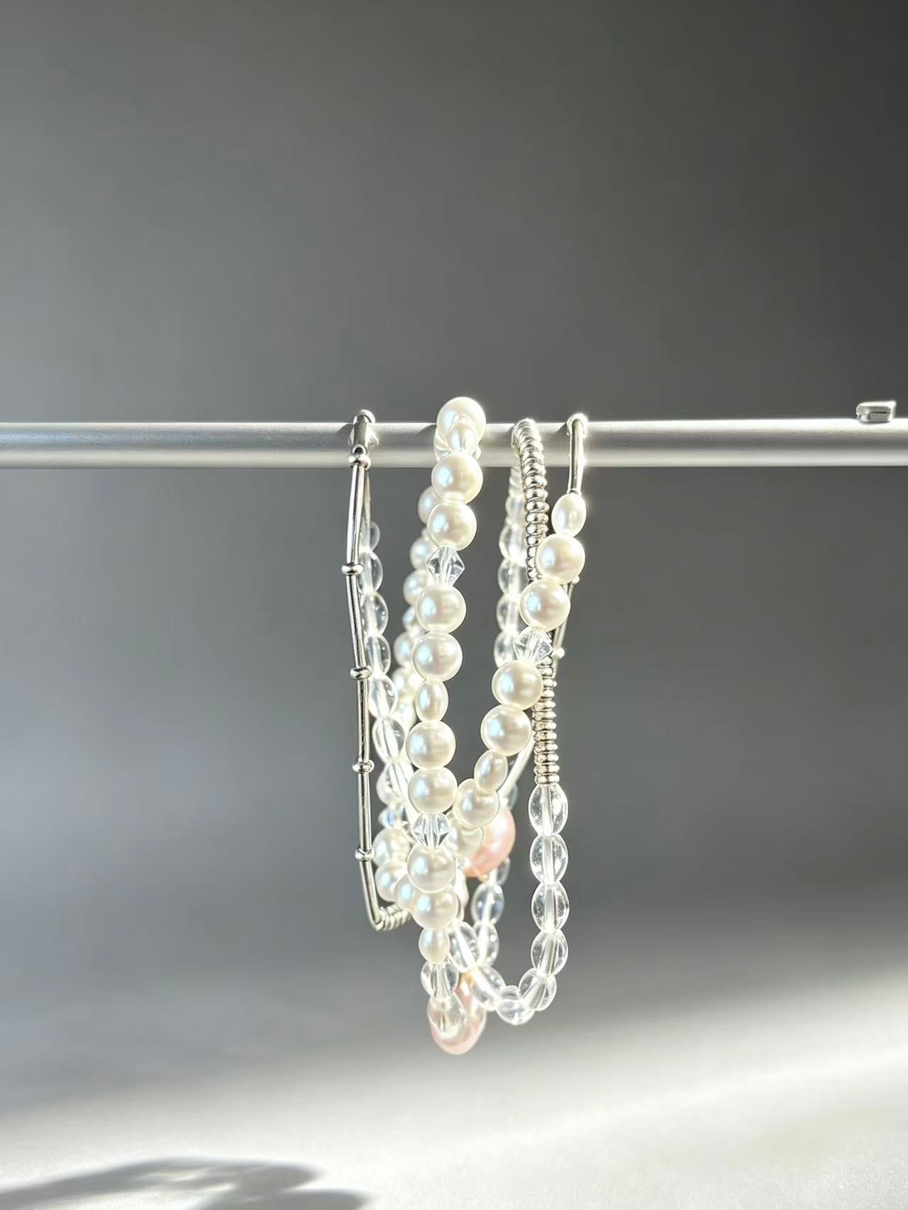 Imitation Pearl Triple-Circle Beaded Bracelet for Women